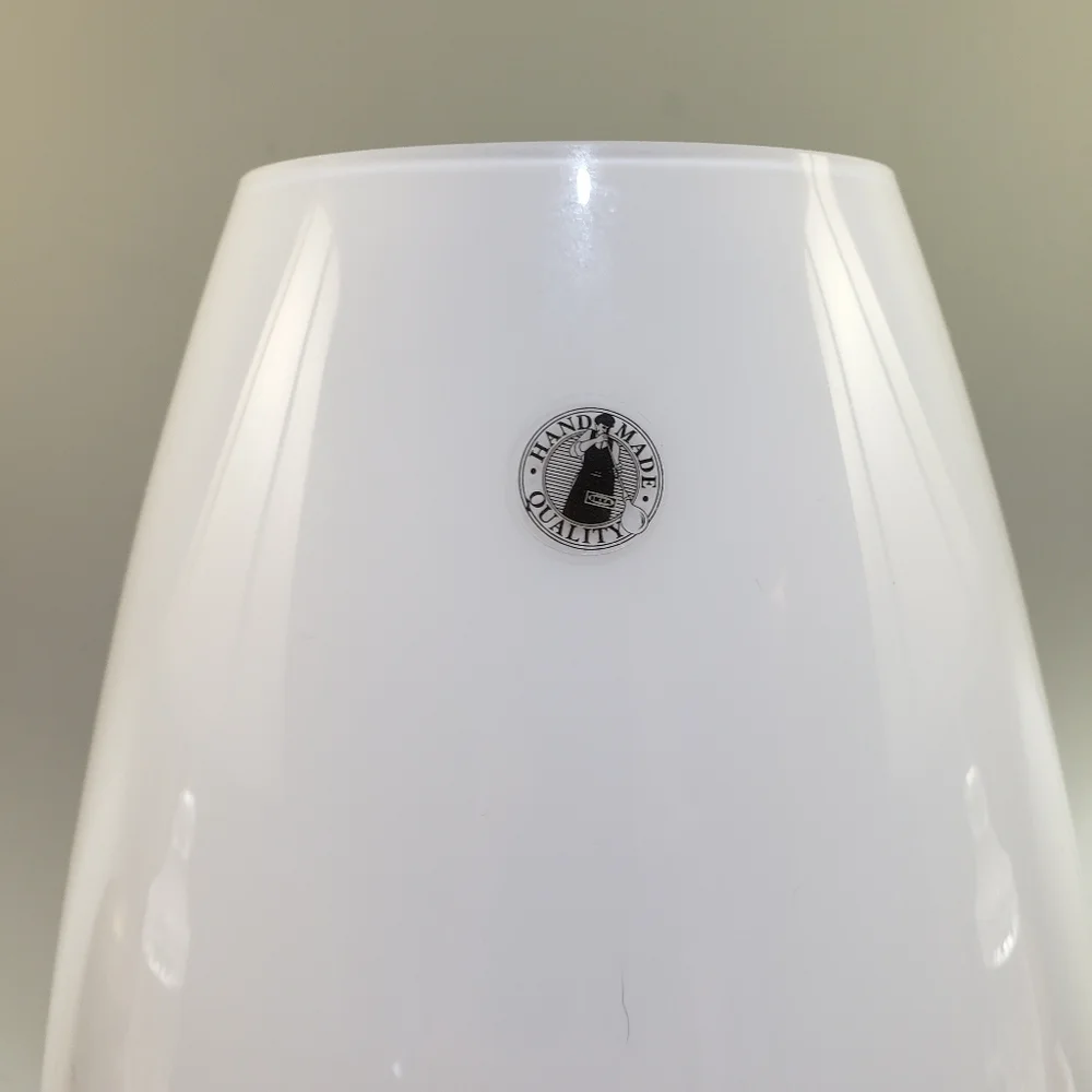 Vintage Ikea White Vase with Black Decorative Oval Hand Made Quality Modern